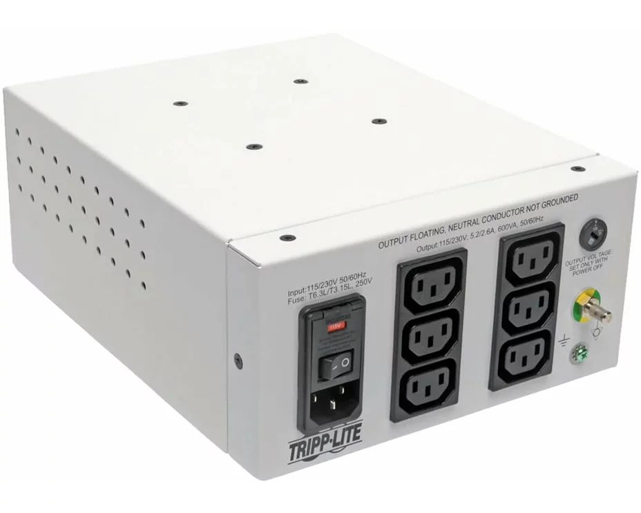 EATON TRIPPLITE Isolator Series Dual-Voltage 115/230V 600W 60601-1edical-Grade Isolation Transformer C14 Inlet 6 C13 Outlets