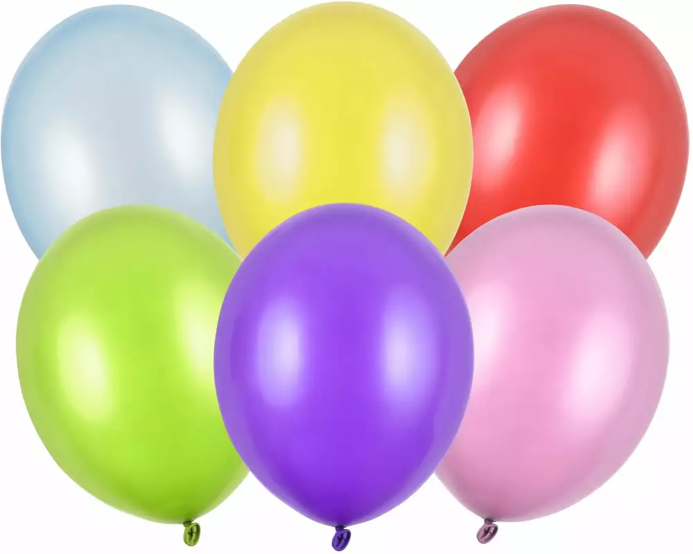 Partydeco Luftballon Uni Strong Metallic 10 Stück, Mehrfarbig, Ø 30 cm