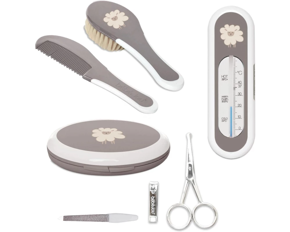 ZEWI bébé-jou Baby-Pflegeset Farm Friends Taupe/Weiss