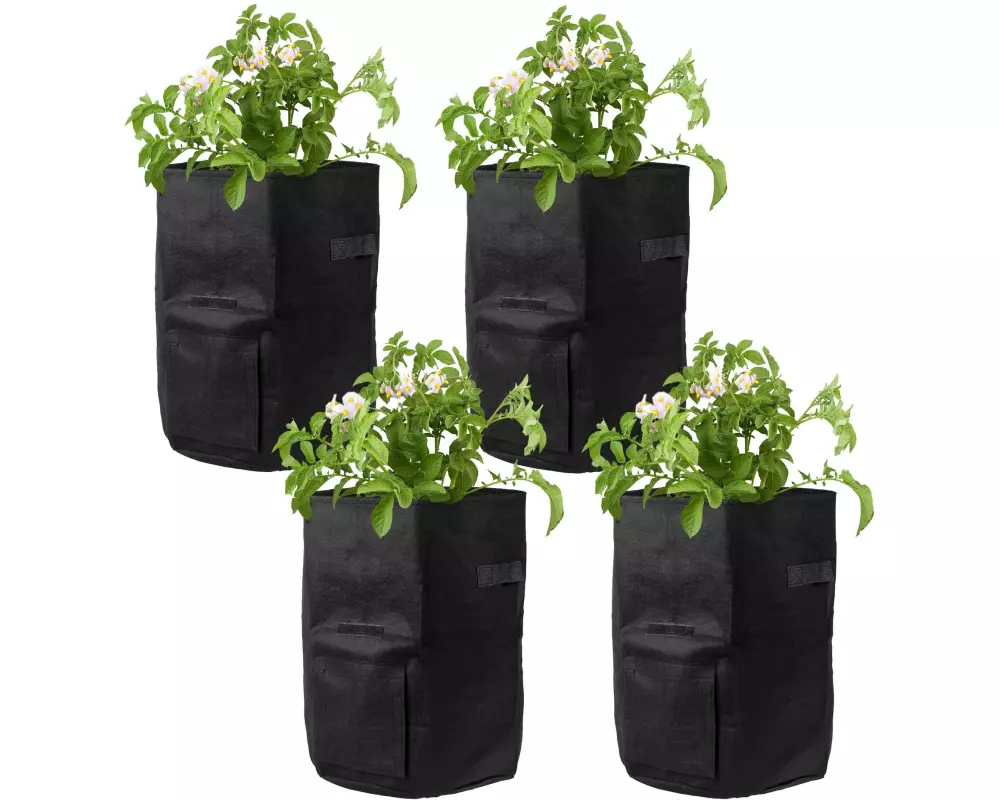 STRUCT Pflanzentasche 4er Set, Filz, Schwarz