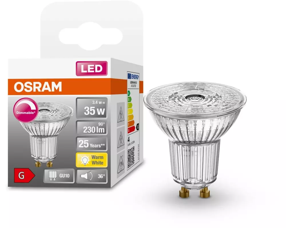 OSRAM Lampe Superstar Par 16 35 36 °, 3.4W, GU10, Warmweiss (WW)