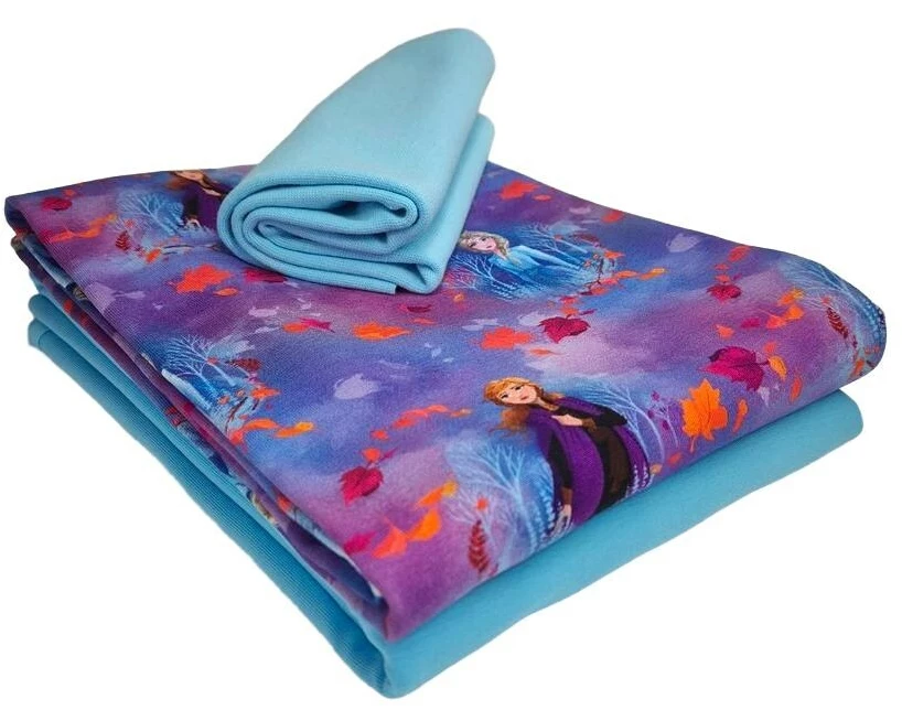 Stoffe Stoff Jersey Frozen Elsa 3-teilig, Blau, 2 x 1 m