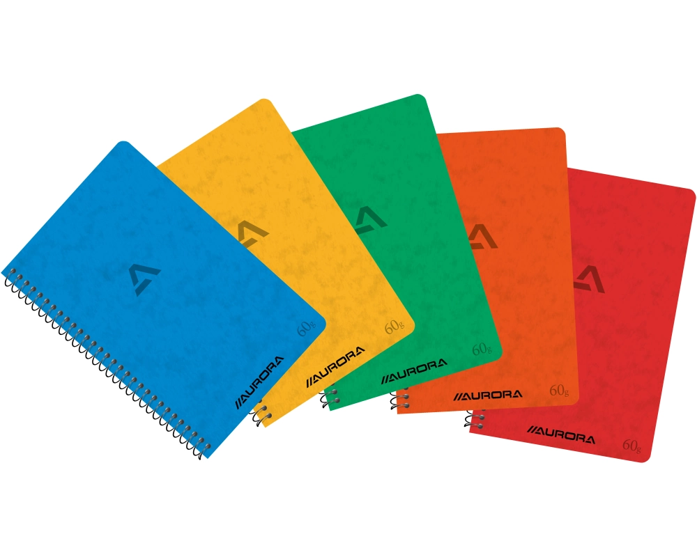 AURORA Spiralheft 10,5x16cm 1660GQ5 assortiert, kariert 5mm 120 S.