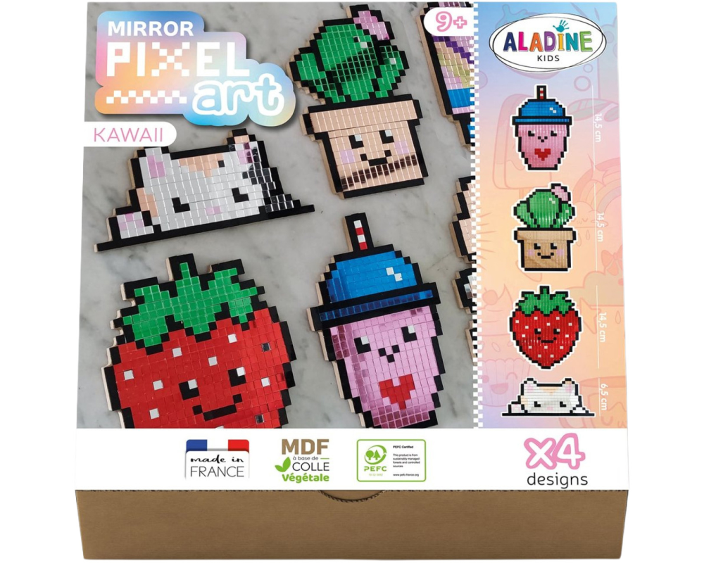 ALADINE Pixel Art Set Kawaii 85614 Spiegel-Mosaik 4 Stück