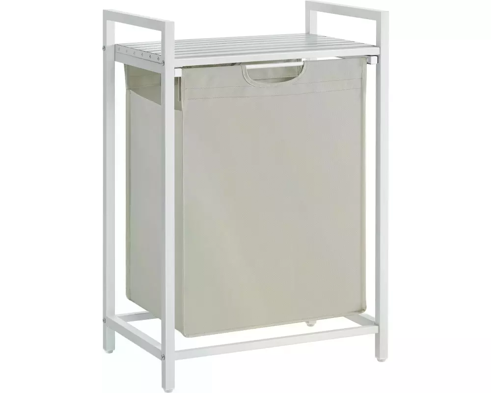 VASAGLE Wäschekorb mit Ablage 65 l, Weiss