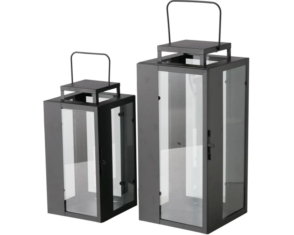 Boltze Laterne Ironedge 2-teilig, Schwarz/Transparent