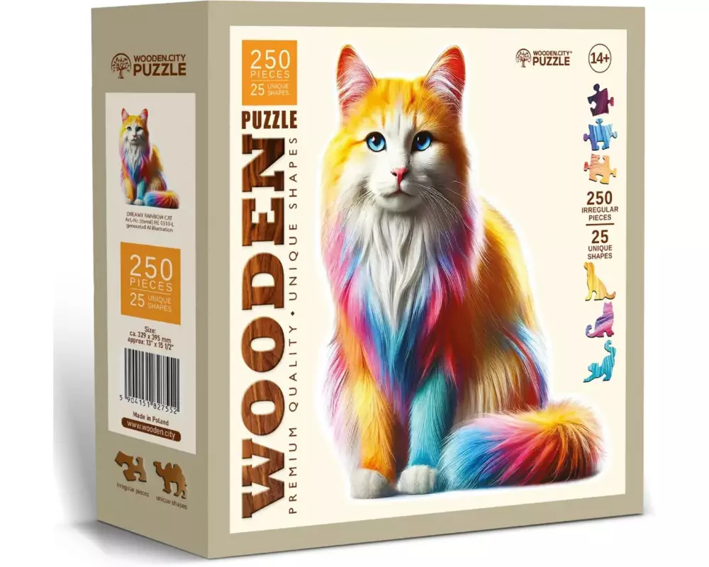 Wooden City Holz-Puzzle Dreamy Rainbow Cat L 250 Teile