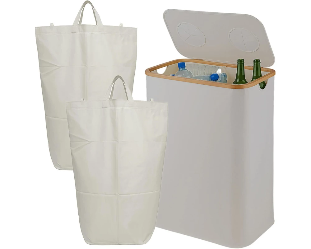 relaxdays Recyclingbehälter 140 L Beige