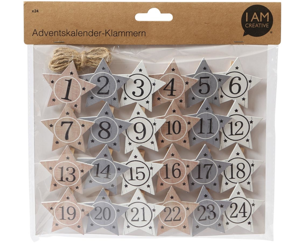 I AM CREATIVE Adventskalender Klammern MAA4088.060 pastell