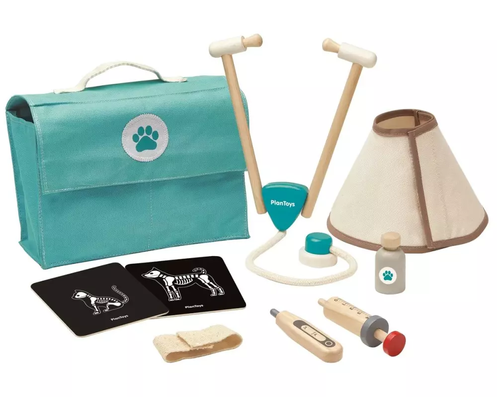 Plantoys Tierarzt Spielset Holz Tierpflege Rollenspiel