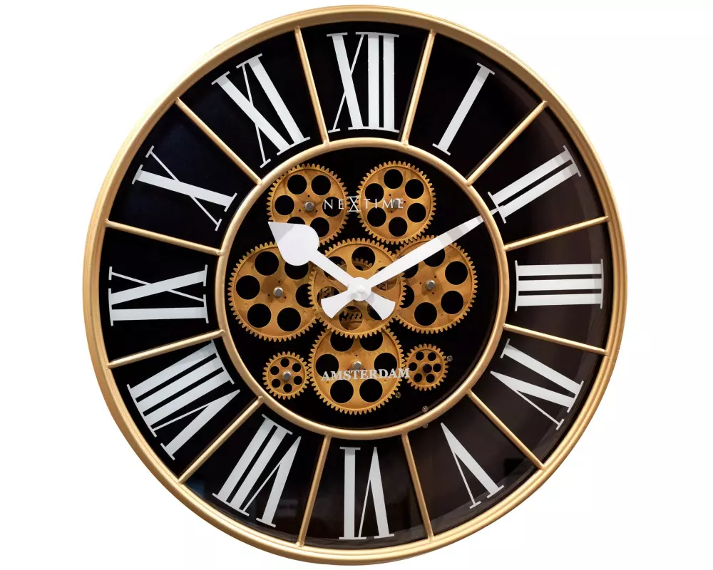 NeXtime Wanduhr William Weiss/Braun, 50 cm