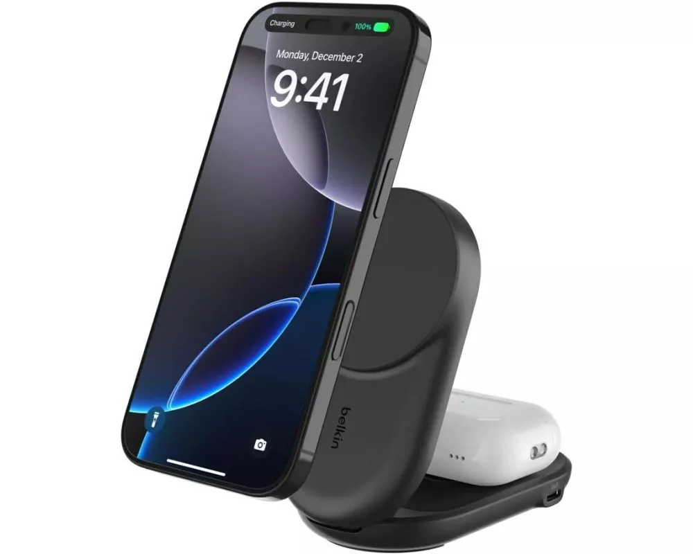 Belkin Wireless Charger UltraCharge 2in1 rund, Schwarz