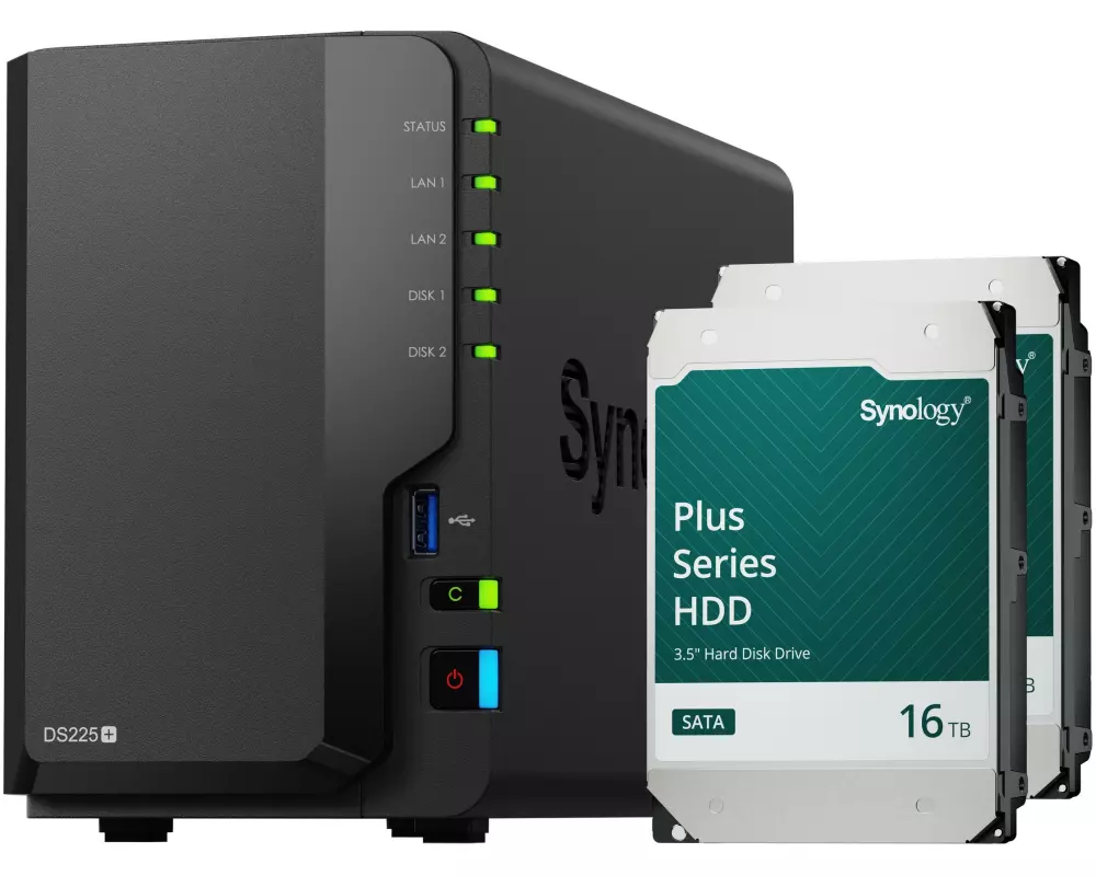 Synology NAS DiskStation DS225+ 2-bay 2x 16TB HDD Synology Plus