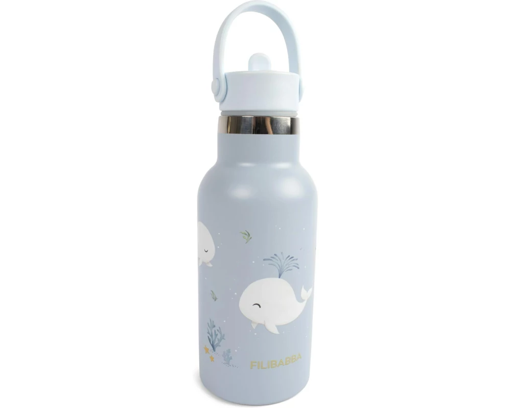 Filibabba Edelstahlflasche Christian's Whale Tales 350 ml, Blau