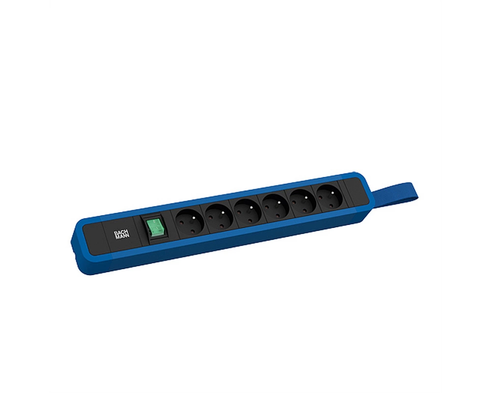 BACHMANN PRIMO 2 6xUTE 1xSchalter mit Schlaufe 2,0m CEE7/7 RAL5010