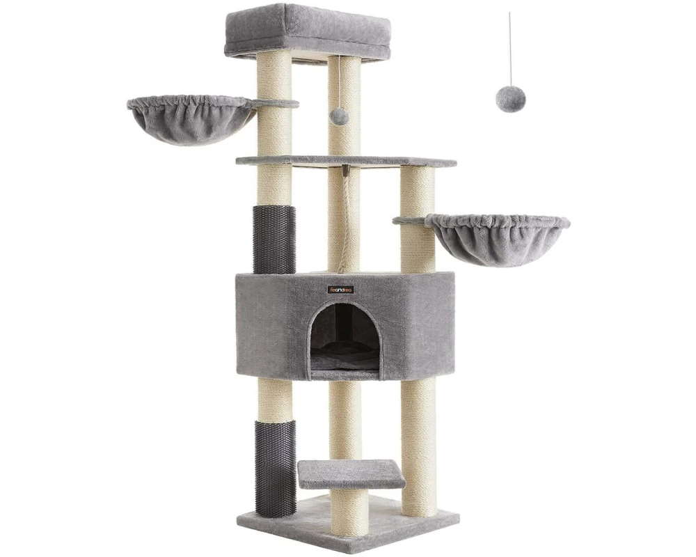 Feandrea Kratzbaum für Wohnungskatzen 160 cm, Grau