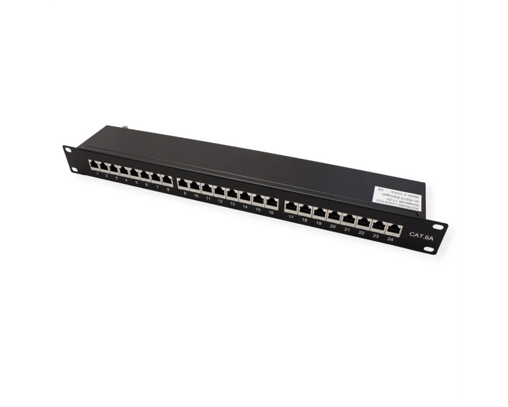 VALUE Cat.6A (Class EA) 19-Zoll-Patchpanel, 24 P, geschirmt, schwarz