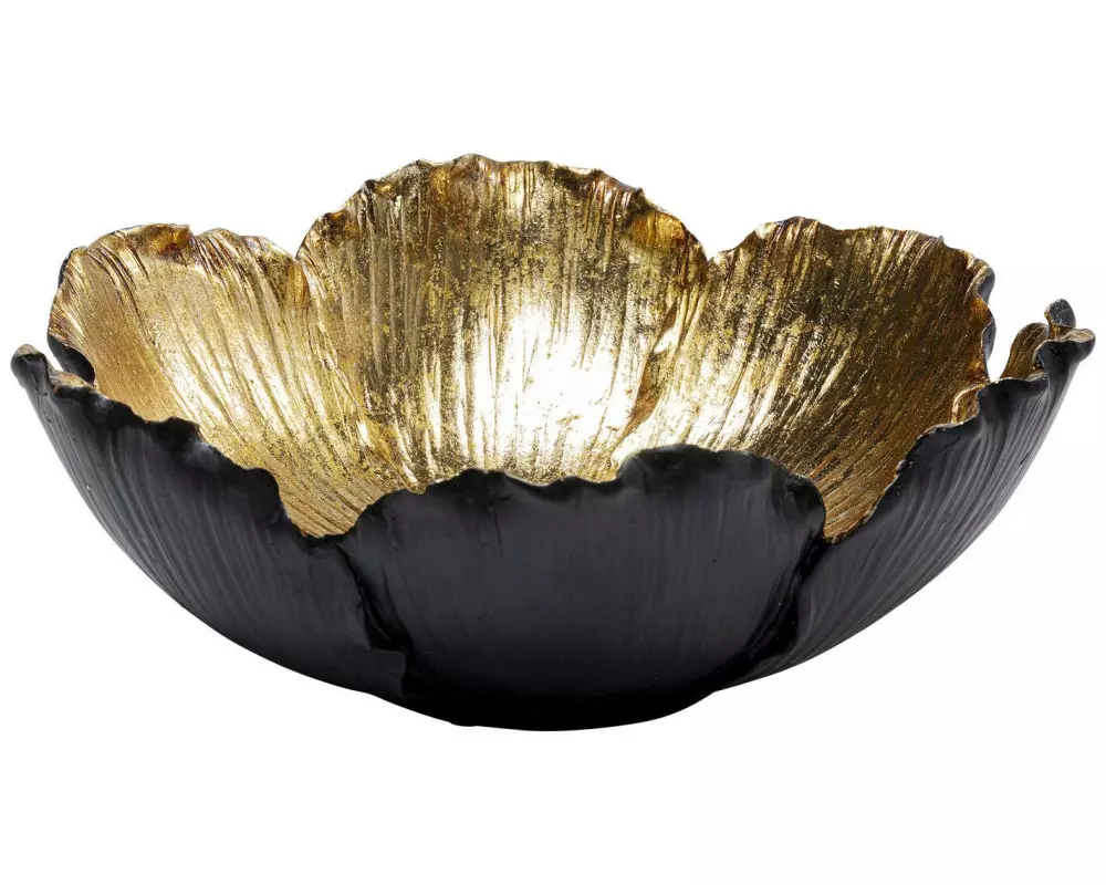 Kare Dekoschale Flower Bloom 25 cm, Schwarz/Gold