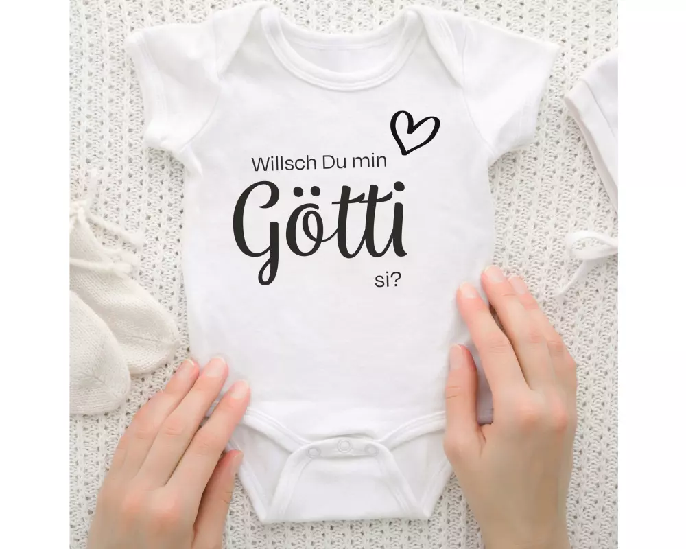 Trendcompany Babybody Willsch du Götti, 62/68, Weiss