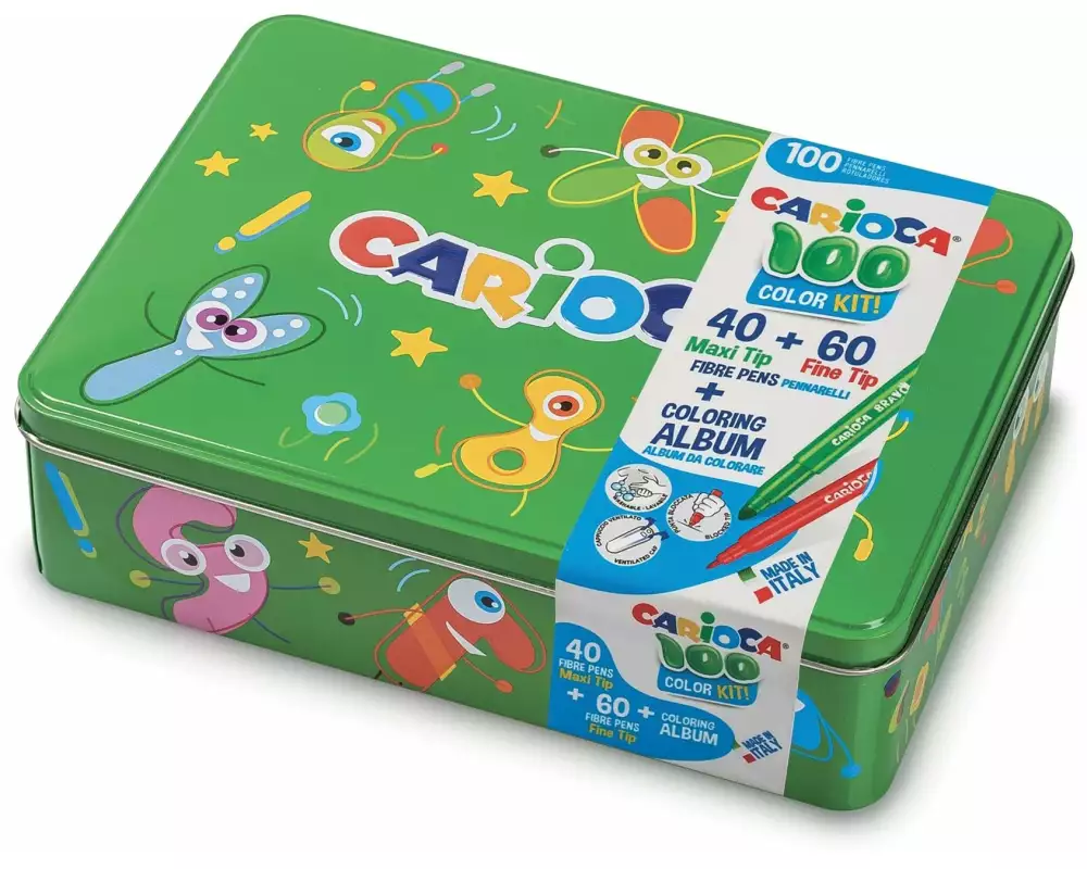 Carioca Fasermaler in Metallbox 100-teilig, Grün