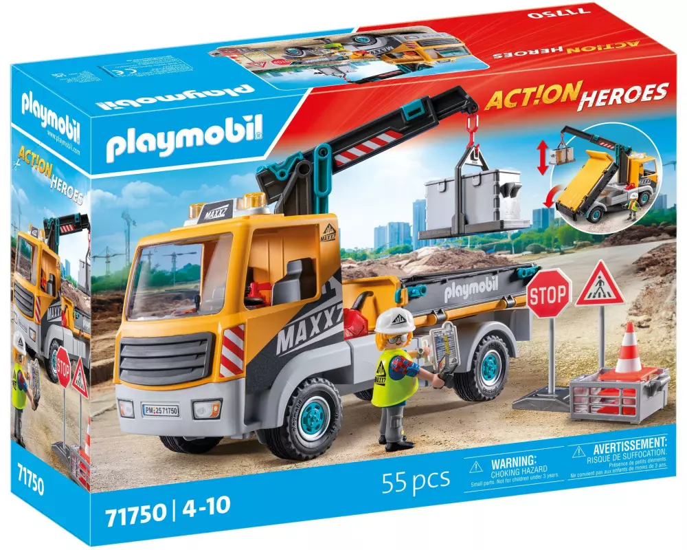 Playmobil Action Heroes Baustellen-LKW mit Kran 71750