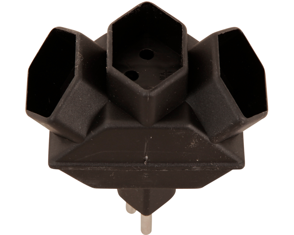 S-ELECTRO Abzweigstecker 04.500.2SZ schwarz, 3xT13