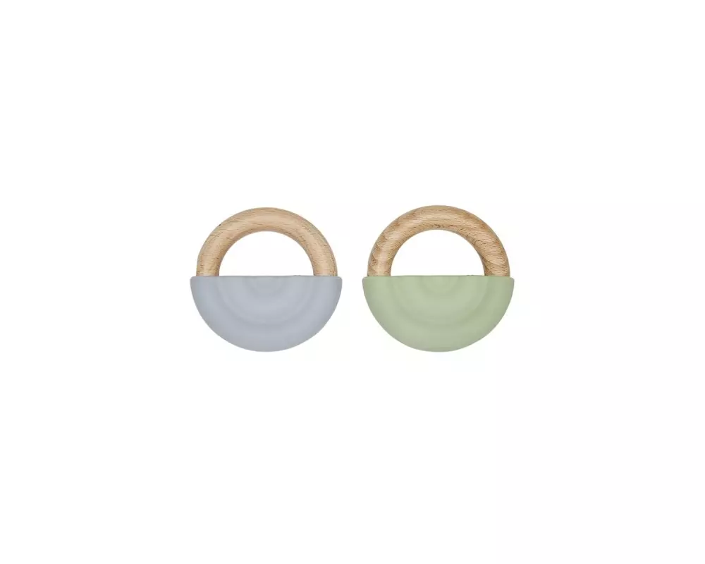 OYOY Beissring Rainbow 2 Stück, Blau/Grün