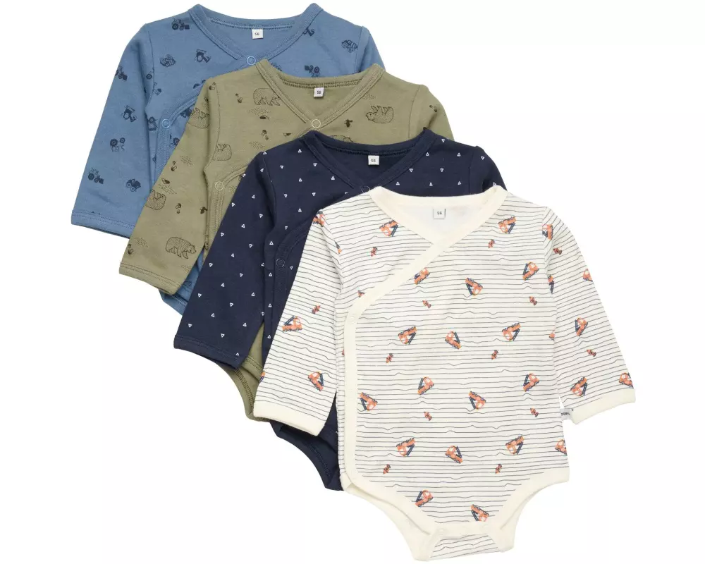 pippi Langarm-Wickelbody 4er Set Deep Lichen Green Gr. 62