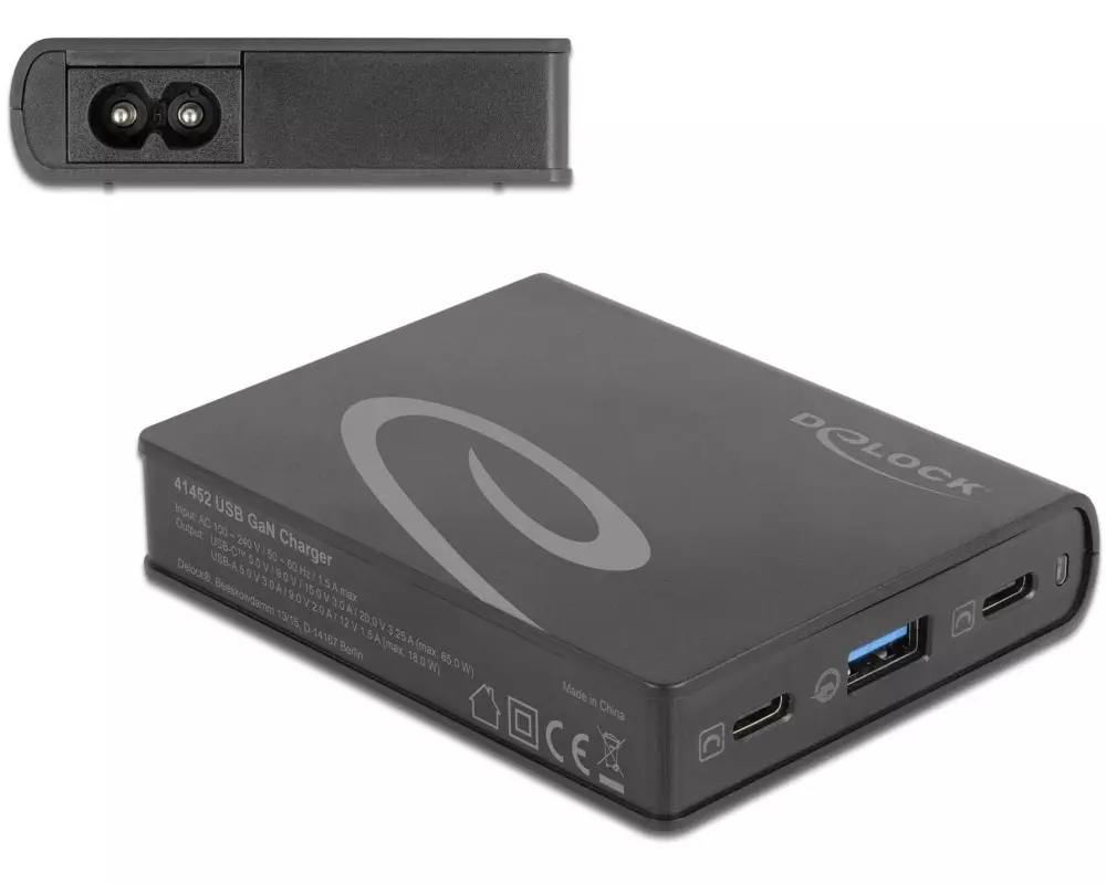 Delock USB-Wandladegerät 2x USB-C Power Delivery, 1x USB-A, 65W