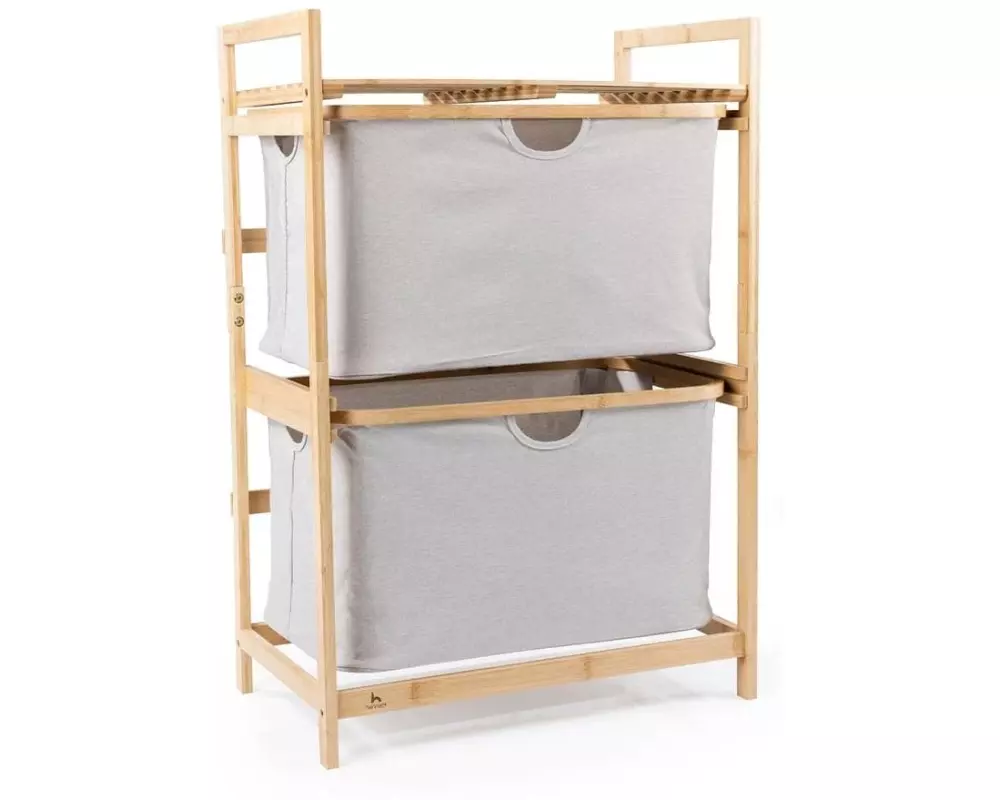 Hennez Regal Bambus mit Ablage und Körben