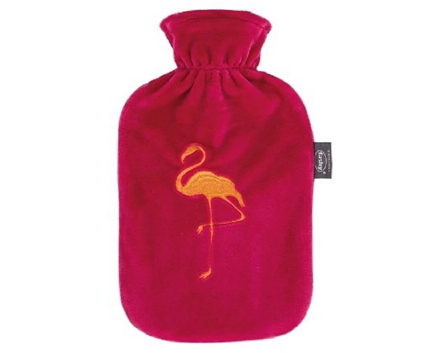 Suprima Fashy Wärmflache 2 L mit Flauschbezug, magenta, mit Flamingo