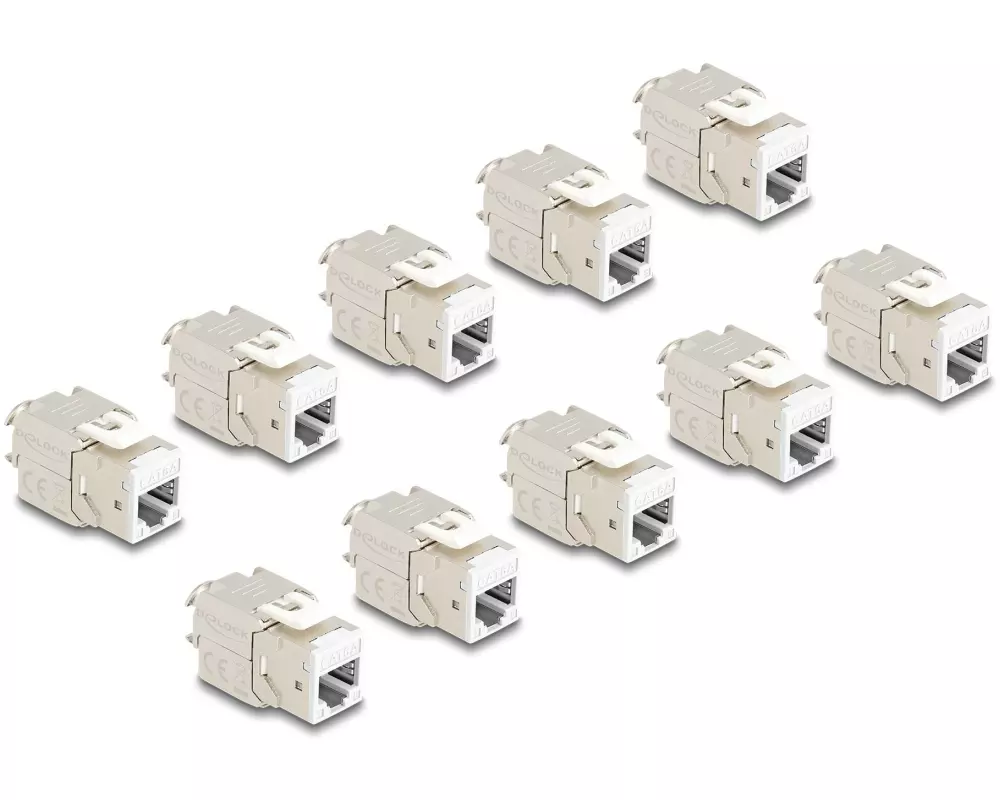Delock Keystone-Modul RJ45 zu LSA Cat.6A Weiss, 10 Stück