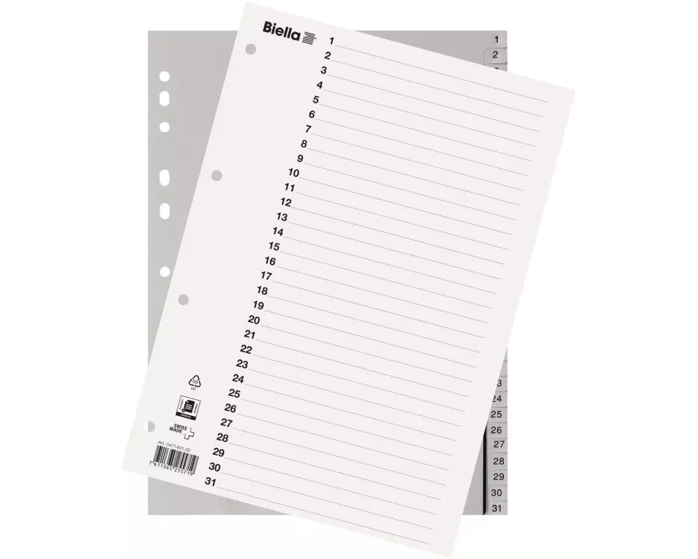 Biella Register A4 1-31 mit Indexblatt