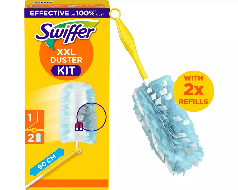Swiffer Staubmagnet mit Griff XXL 2 Stück, Blau/Gelb