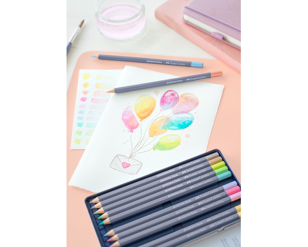 FABER-CASTELL Goldfaber Aquarellstift 114622 12er Metalletui Pastell