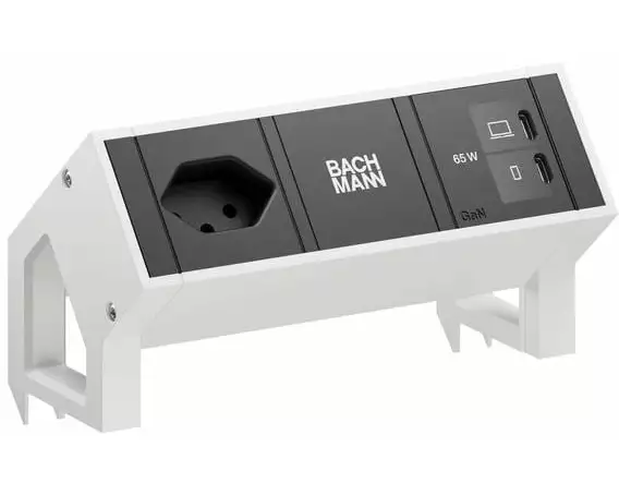 Bachmann Tischsteckdosenleiste DESK2 1xT13 1xUSB C/C 65W 0.2m RAL9010