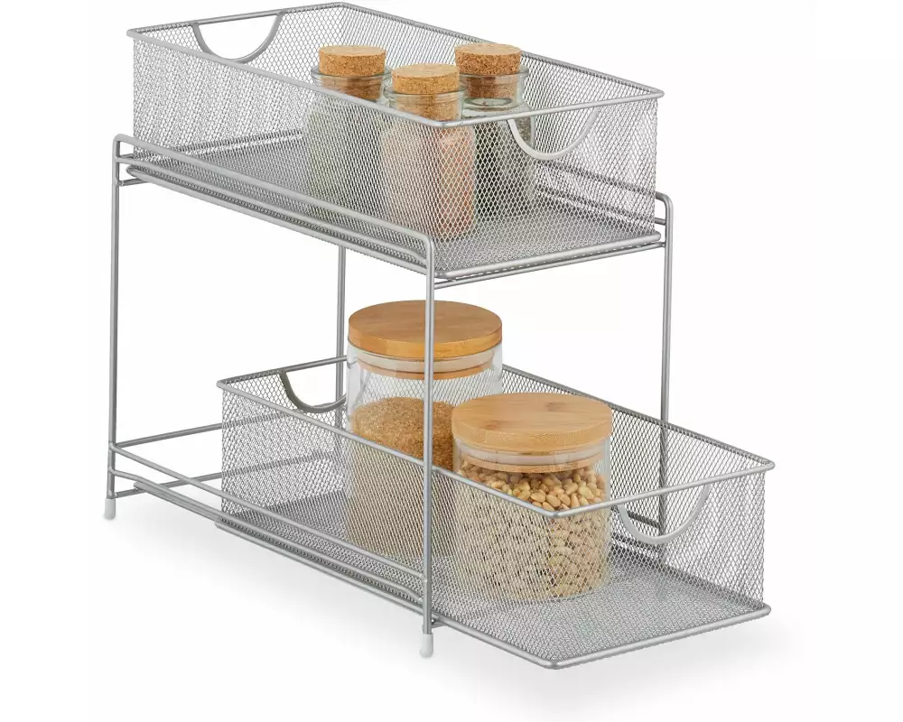 relaxdays Unterschrank-Organizer Weiss/Silber