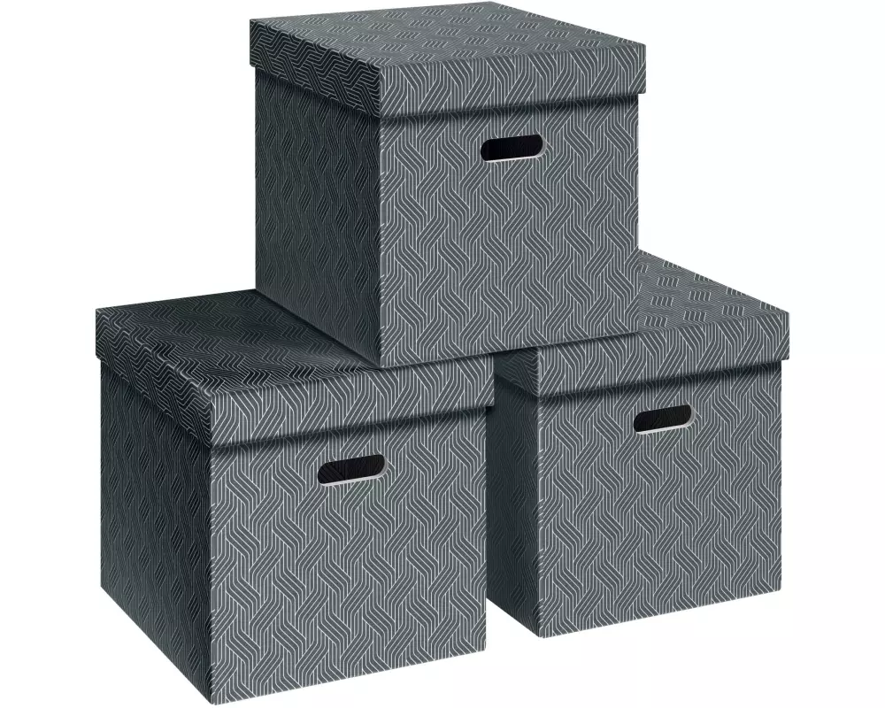 VON Aufbewahrungsbox Cube, 3 Stück, Grau