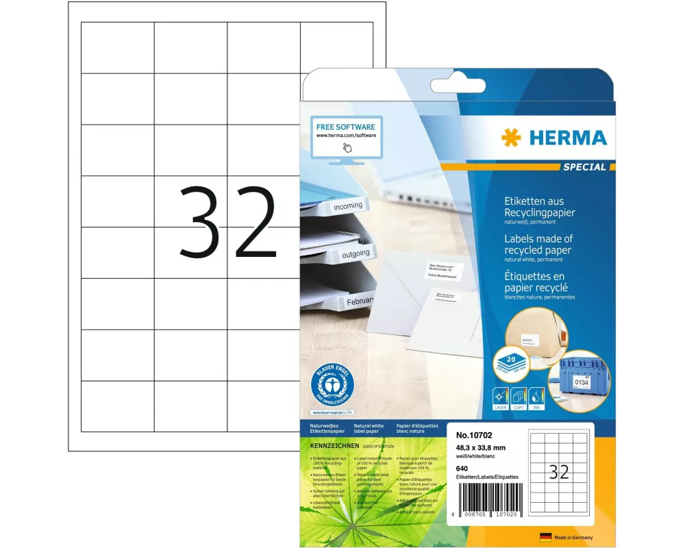 HERMA Universal-Etiketten 48.3 x 33.8 mm, 20 Blatt
