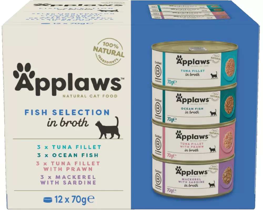 Applaws Nassfutter Fish Selection in Broth 12 x 70 g