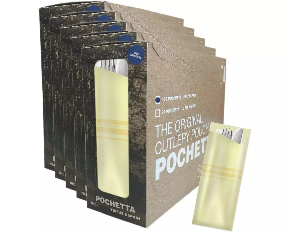 Pochetta Einweg-Besteckset Classic Stripes, 500 Stück, Champagner