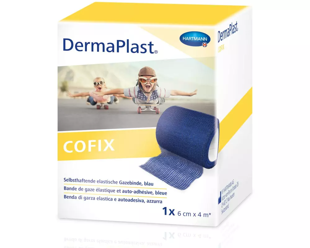 DermaPlast Gazebinde Cofix blau 6 cm x 4 m