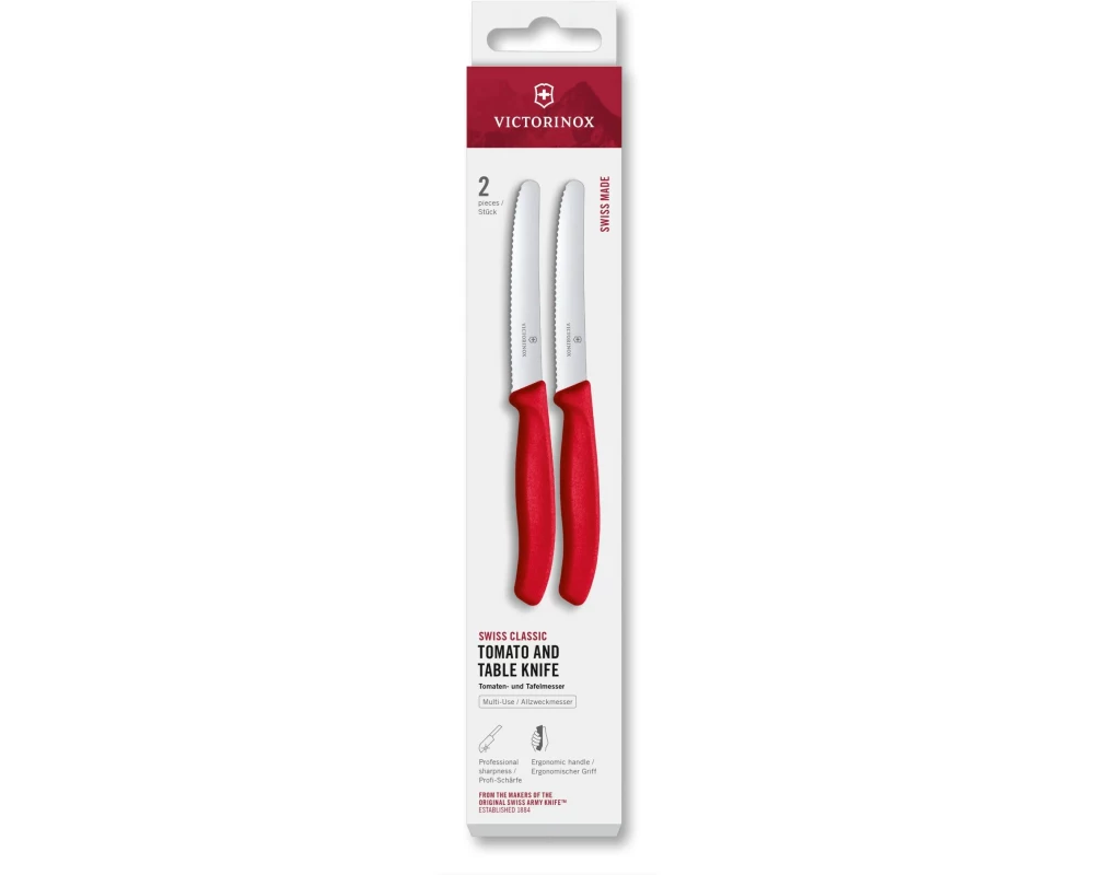 Victorinox Tafelmesser Swiss Classic, 11 cm, Rot, 2 Stück