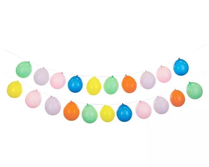Partydeco Ballon Girlande, 20 Stk + Band Mehrfarbig