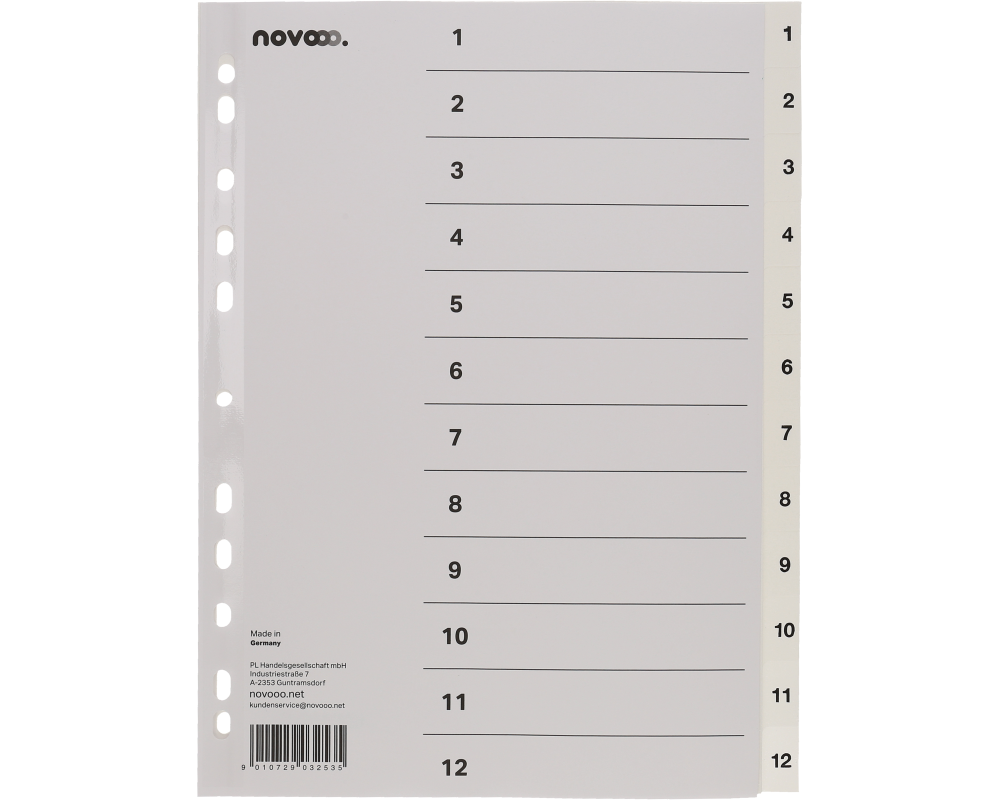 NOVOOO Register PP A4 40998 weiss 1-12