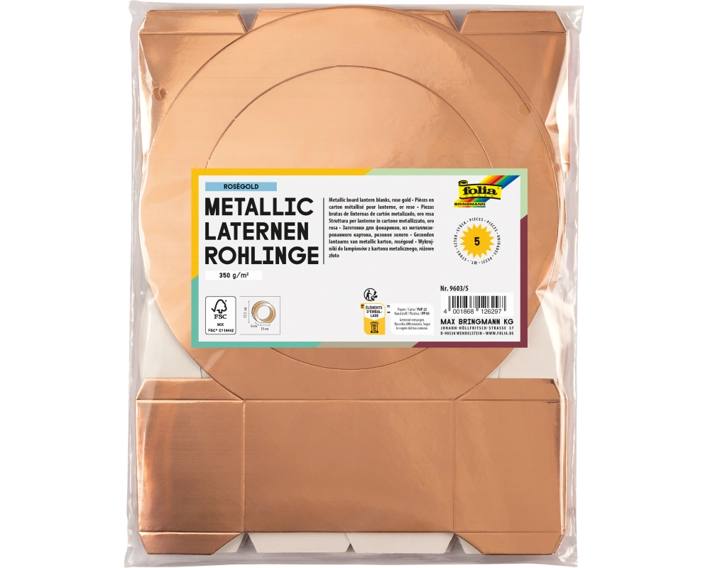 FOLIA Laternenrohlinge 19cm 9603/5 rosegold 5 Stück