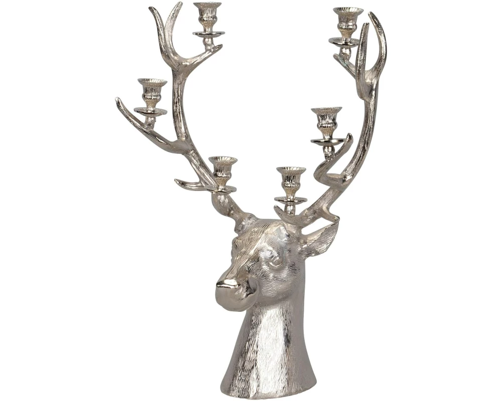 COCON Kerzenhalter Hirschkopf, Silber