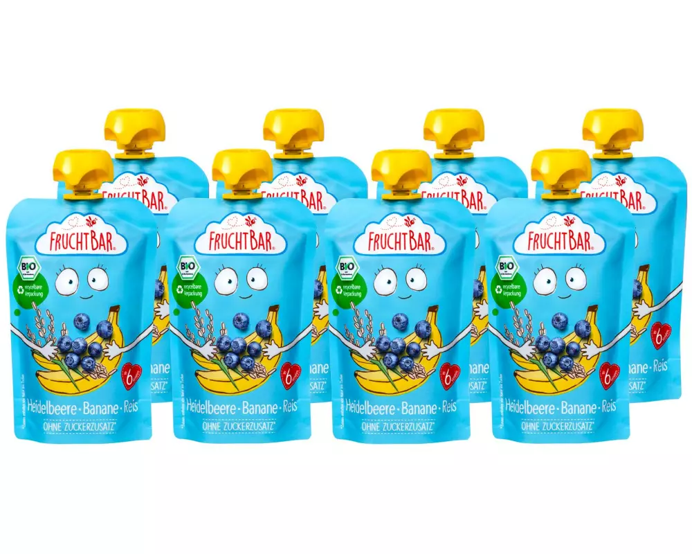 Fruchtbar Quetschbeutel Heidelbeere, Banane, Reis 8x 100 g