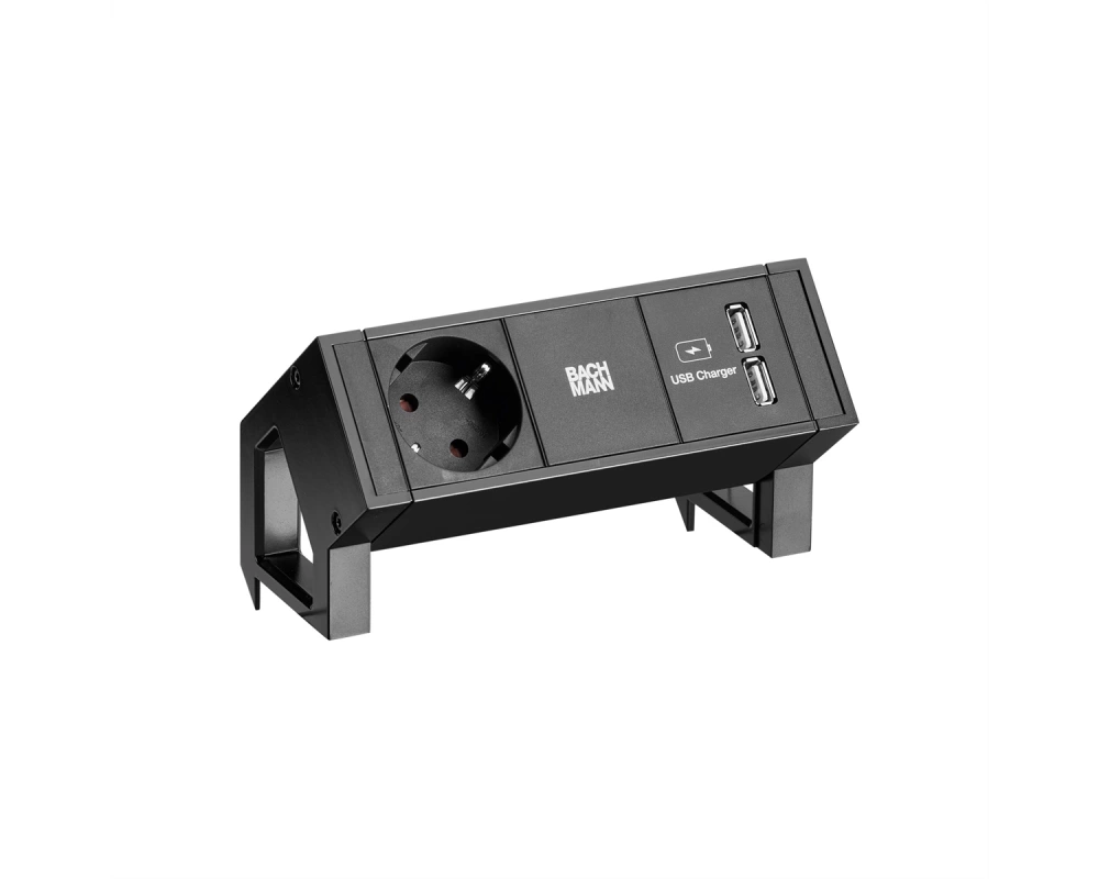 BACHMANN DESK2 1x Schutzkontakt 1x USB-Charger , schwarz