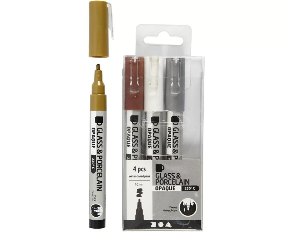 Creativ Company Porzellanmarker und Glasmarker 4 Stück